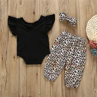 

Wholesale Kids Summer Bodysuit Tops Pants Bowknot Headband Outfits Set