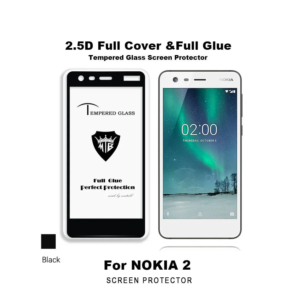 Tempered Glass Screen Protector for Nokia 2 3 5 6 7 8 / 9H 2.5D Full Cover & Full Glue film