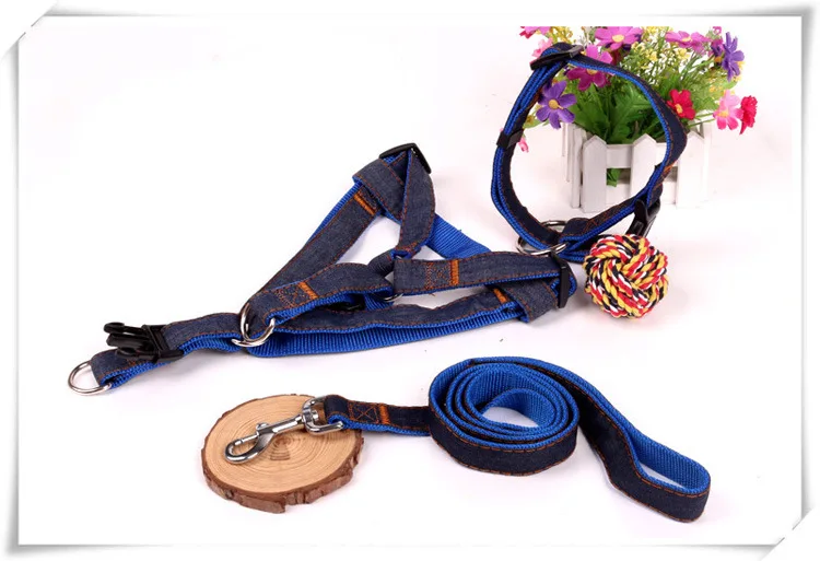The best buy amzaon hot sell jean dog leash collar harness threepiece