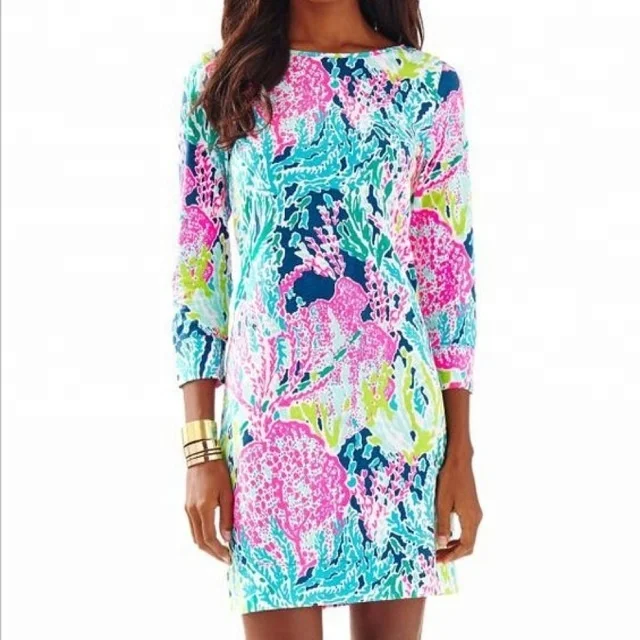 

Wholesale amazon hot sale women knitwear cotton Lilly Pulitzer 3/4 sleeve dress