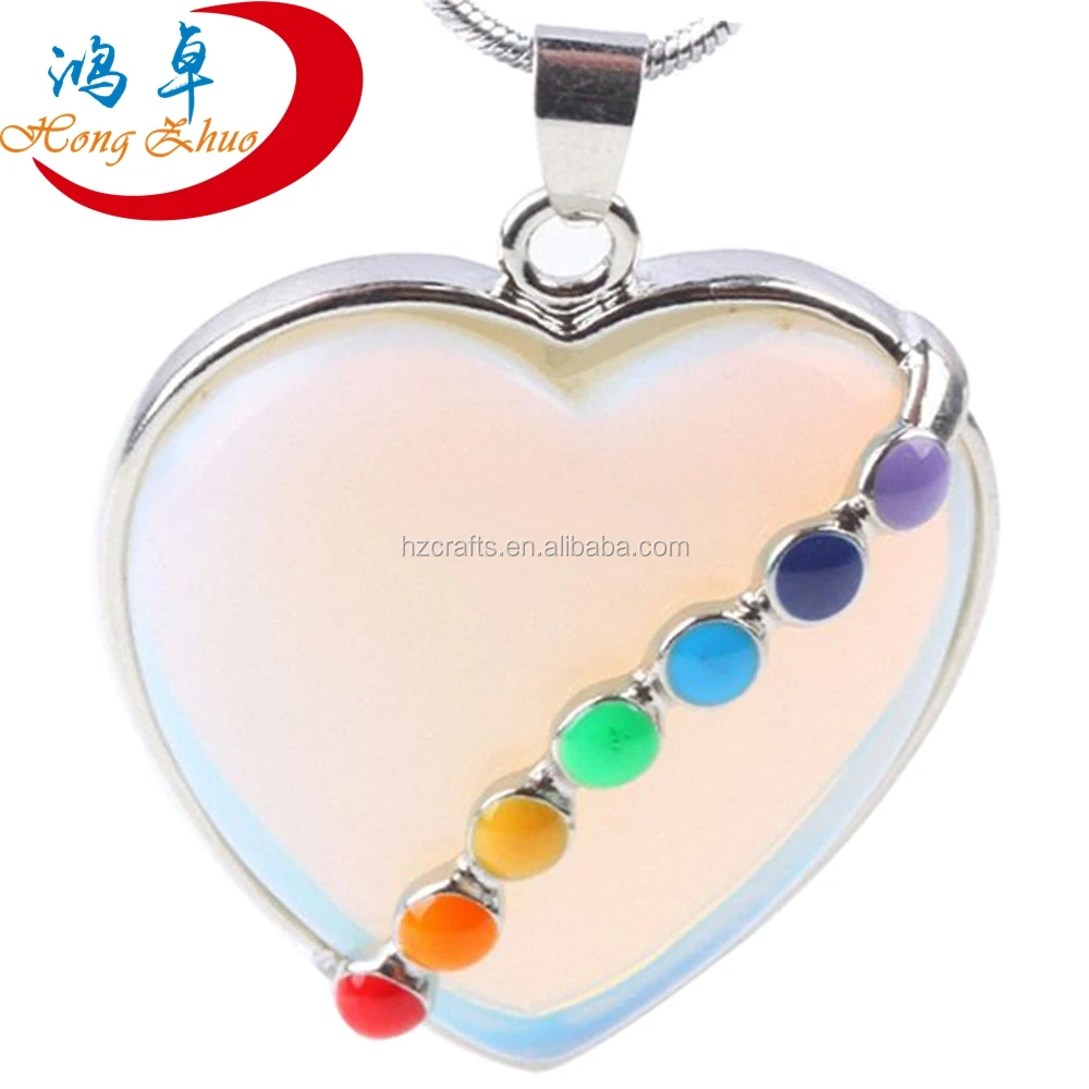 Wholesale Natural heart-shaped Reiki Chakra Pendant Beads for Necklace