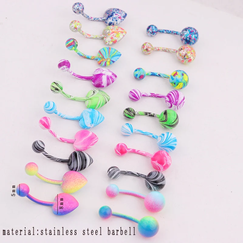 

14g Heart & Circle Stainless Steel Various Color Coating Body Piercing Jewelry New Fashion Navel Piercing Belly Button Rings