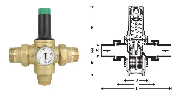 Honeywell D06f Dn25 Pressure Reducing Valve With Balanced Seat And Set Point Scale For Water 9154