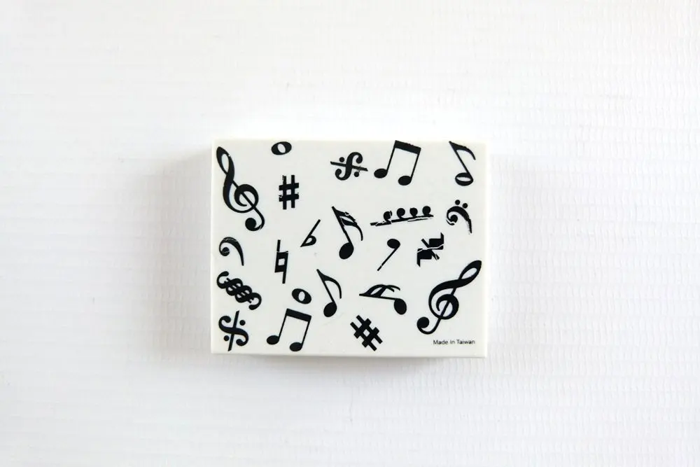 Music Themed Rectangular White Musical Design Eraser Musical Notes