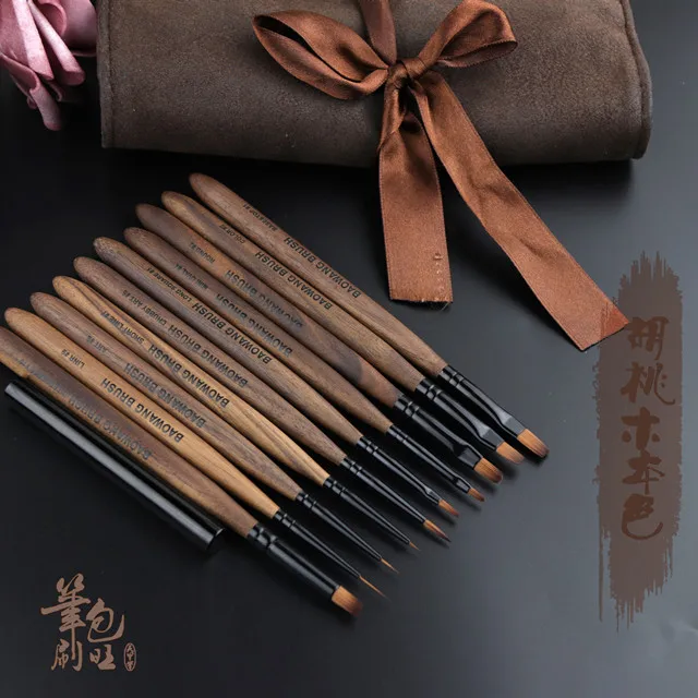 

2019 Baowang Walnut Serieas Nail Art Polish Brush set 10pcs