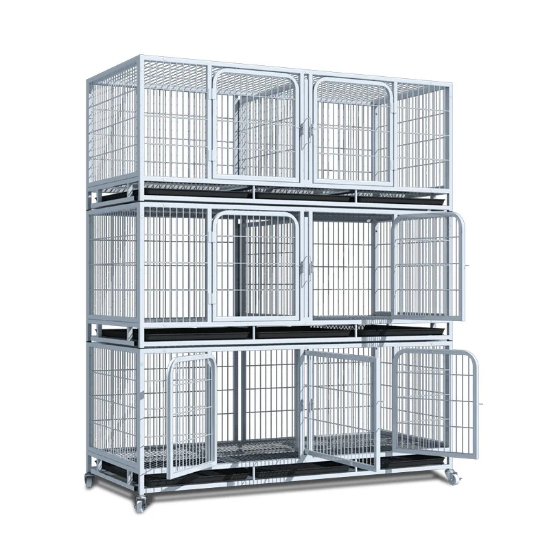 Solid Metal Wire Dog Crate Cage Pet Cat Cage Large Stainless steel Dog Cage