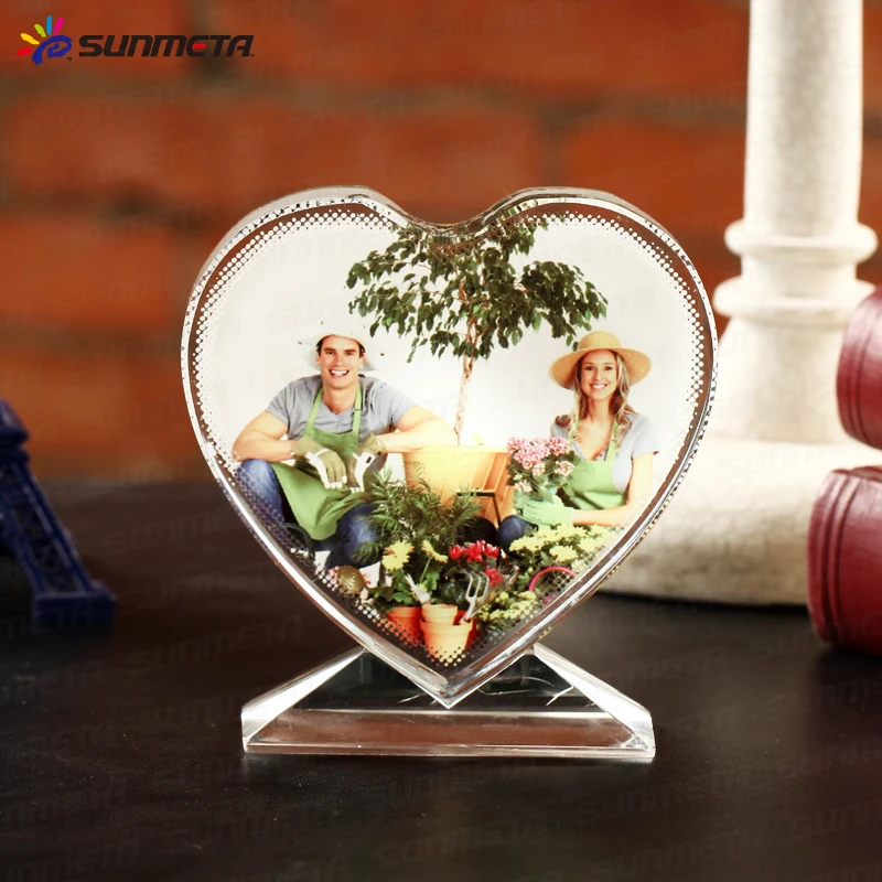 Love Heart Shape Sublimation Crystal Picture Frame For Birthday Gift ...