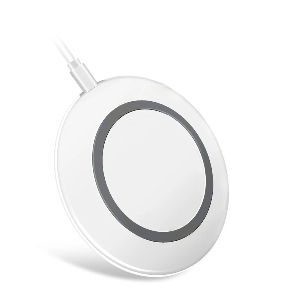 

OEM Universal Ultra Thin 10W Fast Charging Breathing Light Qi Wireless Charger Pad, Black white