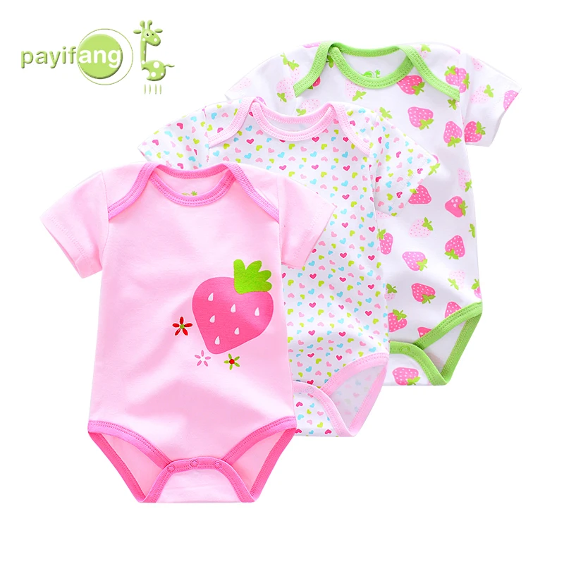 

Payifang new born baby's clothes romper 3pcs set short sleeved summer baby suit ropa de bebe newborn baby clothing, 9 colors can be selected