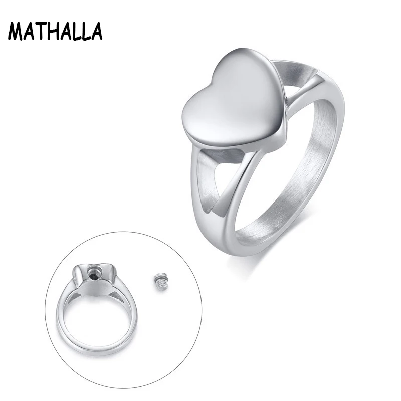 

New Products Women Titanium Steel Openable Love Heart Ring Pet Memorial Urn Jewelry, As picture