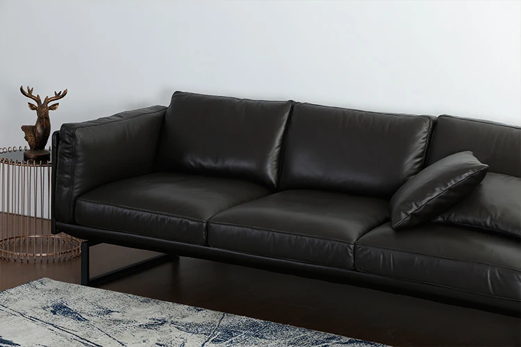 New in hotsale black genuine Nappa leathe sofa set designs for office 2017