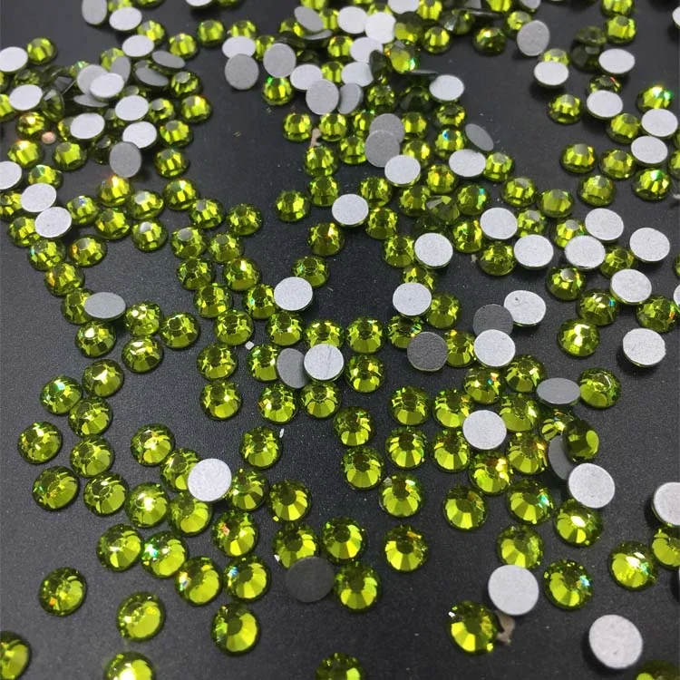 

Wholesale High Brand Quality Glass Peridot Green Non-hot Fix rhinestone Flack Rhinestone