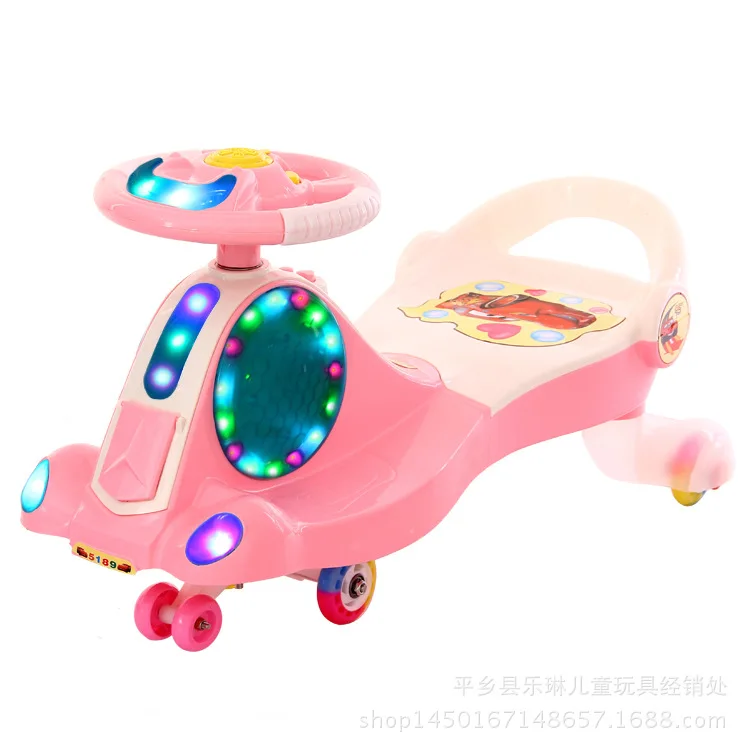 New Model Children Swing Car Baby Twist Scooter PU Mute Wheels With LED Light and Music Ride On Toys Car