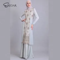 

2019 New Arrival Muslim Women Blouse and Skirt Lace Baju Kurung Modern