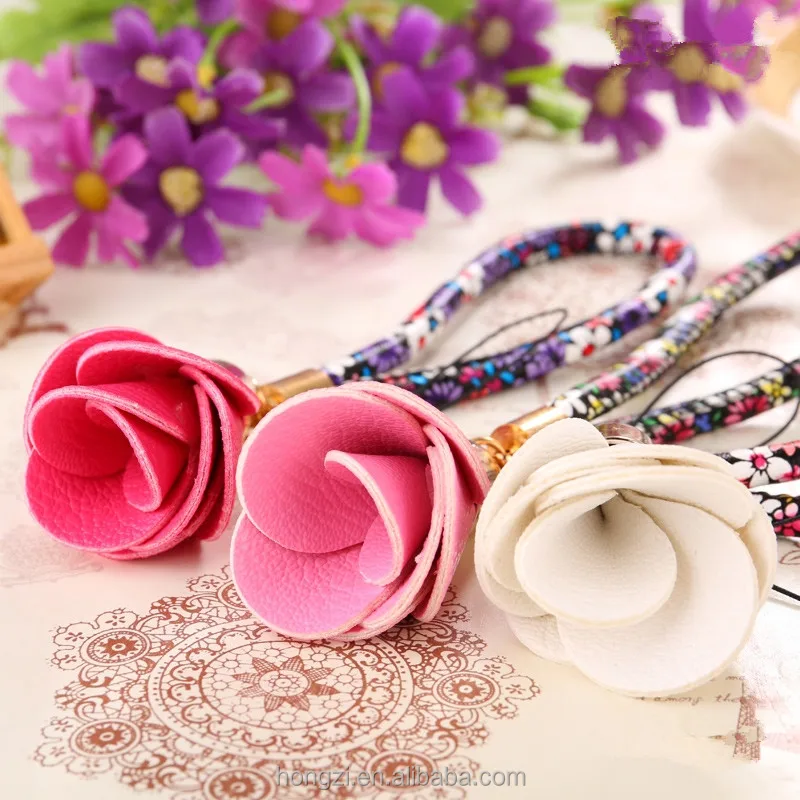 

Beautiful Universal Flower Wrist Neck Strap Lanyard U Disk Holder ID Work Card Mobile Cell Phone Chain Straps Keychain Hang Rope