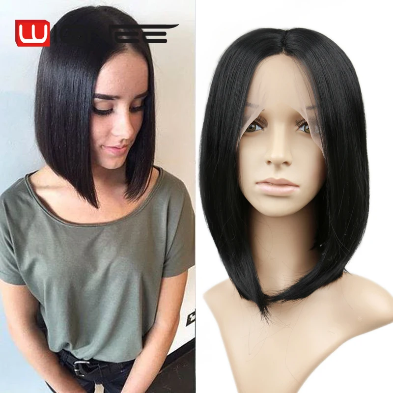 Black Lace Front Wig Heat Resistance Synthetic Fiber Hair Bob Wig With Combs Fashion Short Wigs For Women Trade insurance Sale