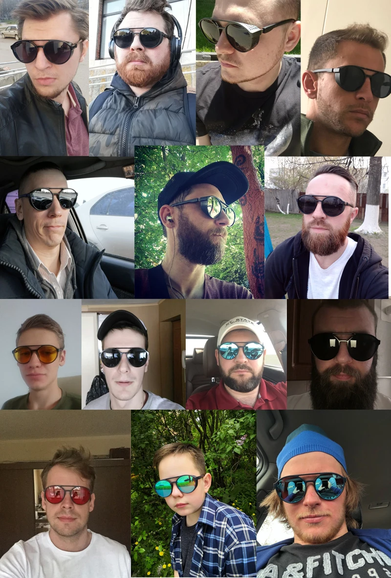 2019 New Steampunk Round Frame Retro Thick Men Women Sunglasses