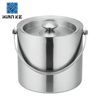 

1.3L,2L,3L matt polished metal stainless steel ice bucket with handle and cover