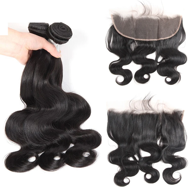 

Brazilian Human Hair Weave Bundle Body Wave Virgin Hair Bundle With Frontal 13x4