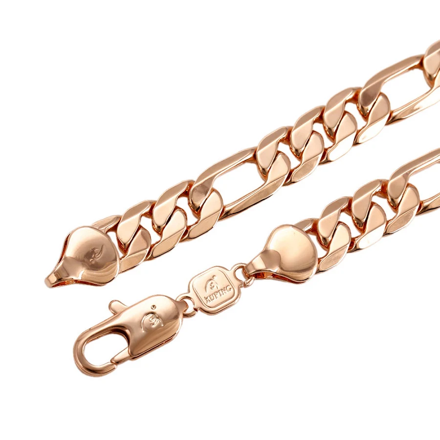 

43651 Xuping 50 gram heavy and fine jewelry hip hop style simple design rose gold color chain necklace