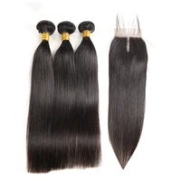 

dropshipping cheap wholesale price 3 peruvian straight human hair bundles with closure