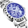 Hollowed-out mechanical movement mineral glass face mens stainless steel strap mechanical watch wholesale
