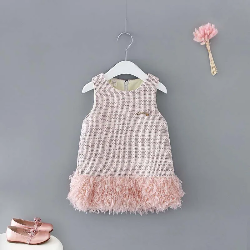 

Baby Girl Boutique Dress Latest Design Sleeveless Girl Dress for winter baby clothing girl, Pink