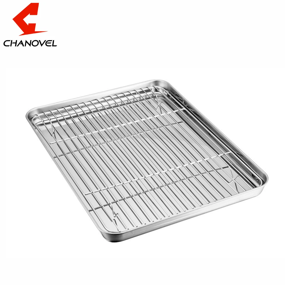 

304 Stainless Steel Baking Sheet with Removable Rack, Silver
