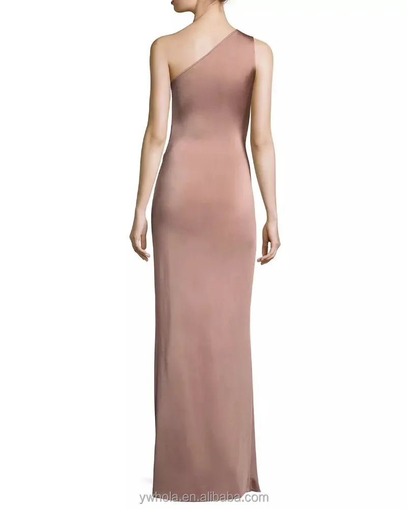 

2017 Off-Shoulder Elegent Long High Slit Prom Dresses, Coffee