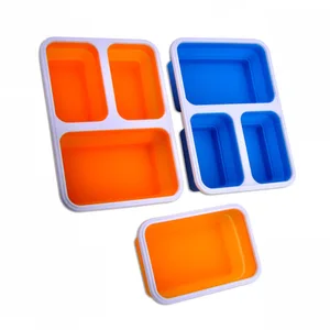 Image of 3 Compartments Portable Kids Food Container Lunchbox For School