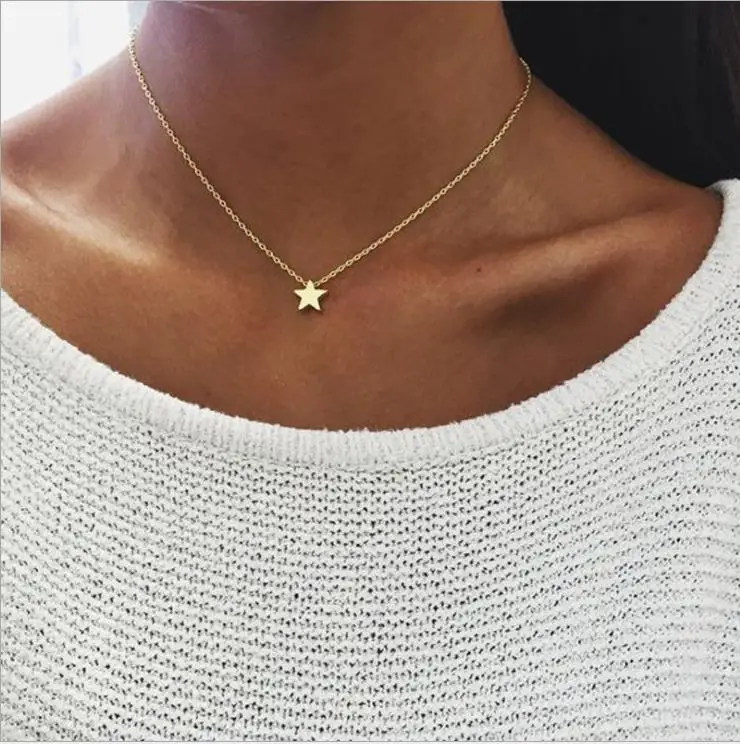 

New Women chocker gold Silver Chain star heart choker Necklace Jewelry collana Kolye Bijoux Femme necklace