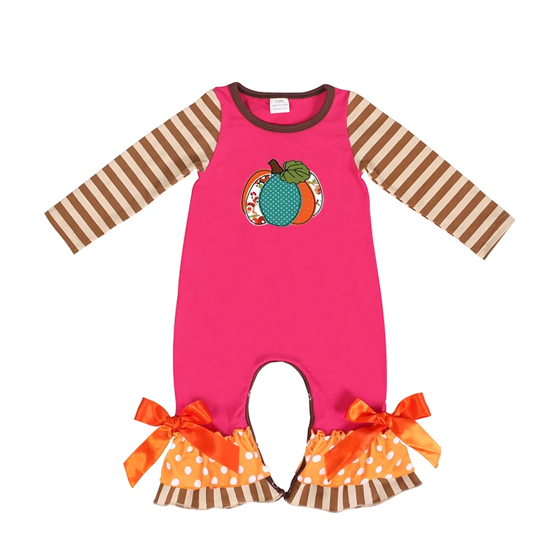 

top 1 sale fall baby girls Halloween romper boutique ruffle baby pumpkin romper, Many colors for you choose