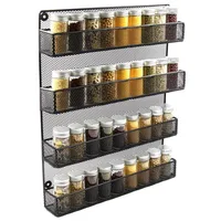 

Black Kitchen Cabinet Pantry Metal Mesh 4 Tiers Wall Mounted Spice Rack