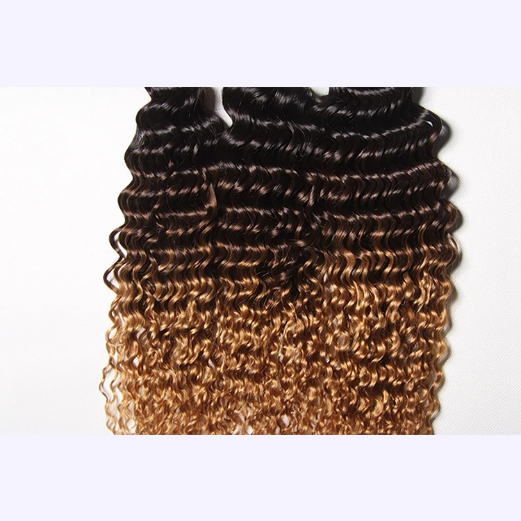 

2018 New style hair extension ombre light brown weave hair 1b 27 ombre color Jerry curl hair