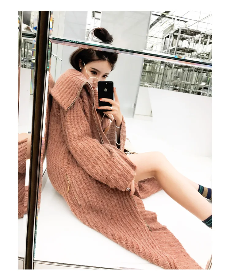 

factory custom new design lapel long cardigan knit women vintage party sweater de mujer