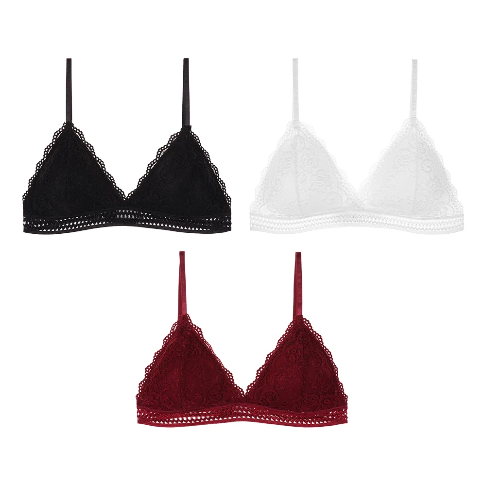 

RTS Delicate comfortable Seamless Girls Lace Bra Triangle Bralette, 3 colors