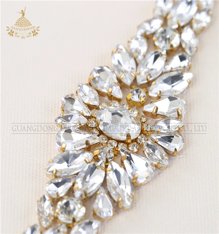 

wholesale factory crystal bridal rhinestone trim for wedding belt, Silver and gold