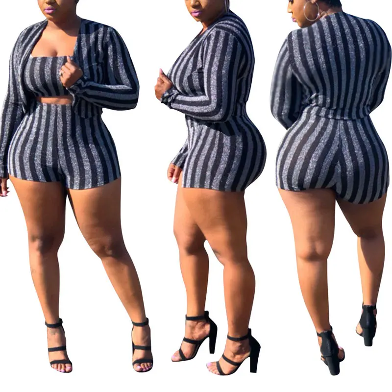 

90223-MX16 Hot Trend Women Jacket And Shorts 3 Piece Jumpsuit