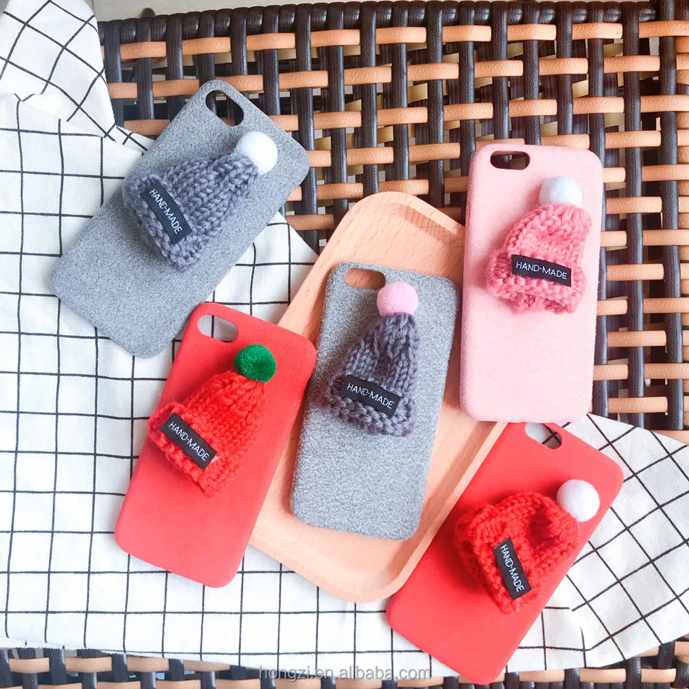 

for IPhone 6 Case Warm Fur Ball Case Plush 3D Hat Phone Case for Iphone 6 6s 6plus 7 7plus 5SE 8 X Luxury Back Cover Bag