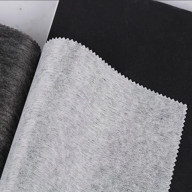 

high quality twill weave thermo fusing non woven paper interlining, White black