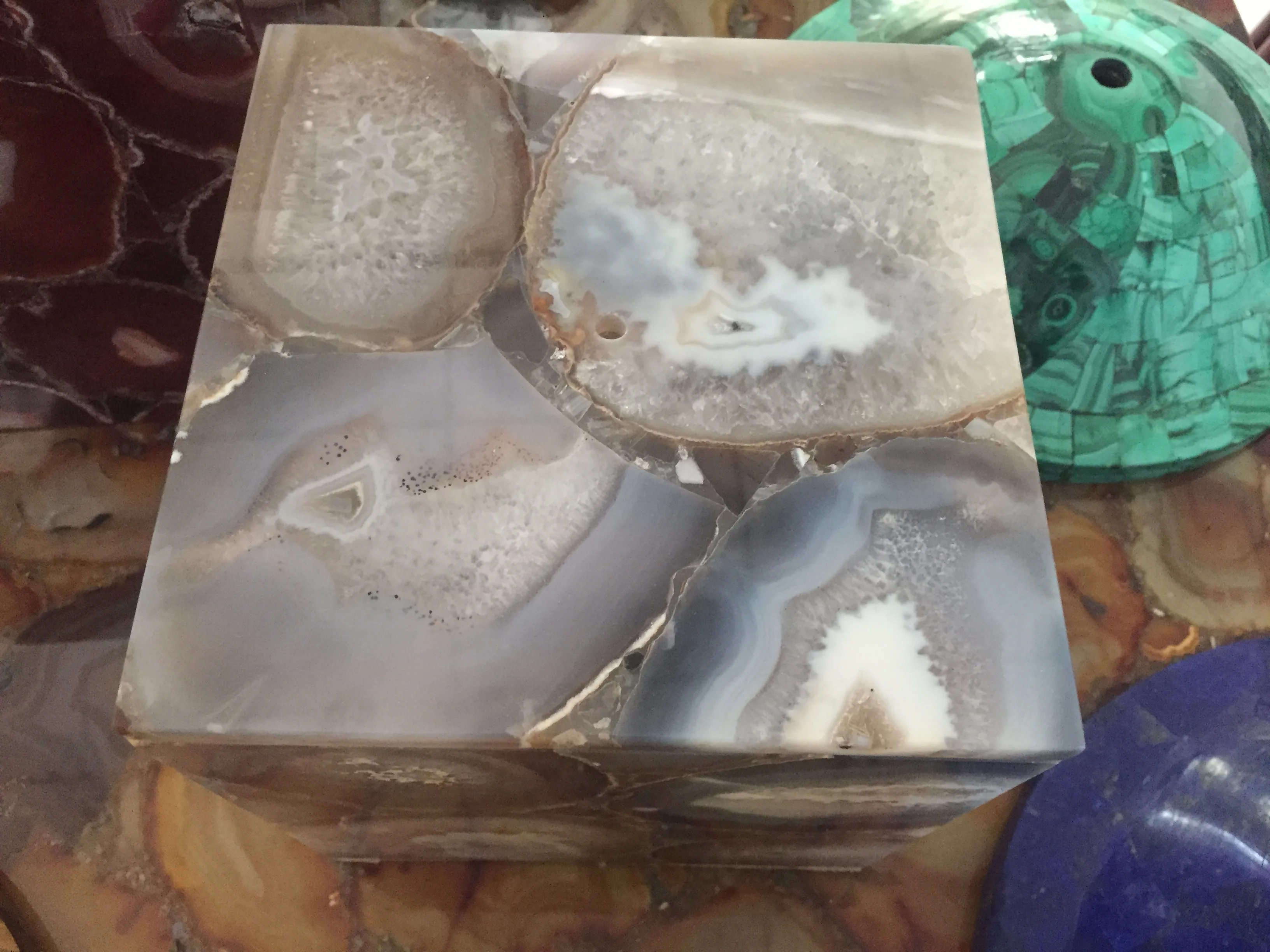 顶级棕色玛瑙玛瑙石台面冰桶