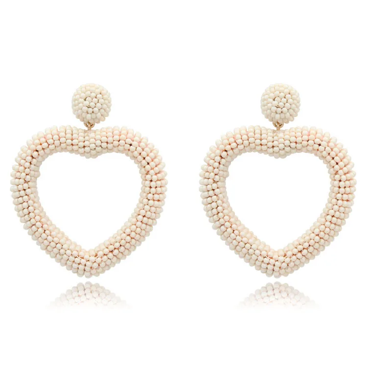 

Best selling handmade miyuki earrings ladies heart shaped woven earrings, Picture