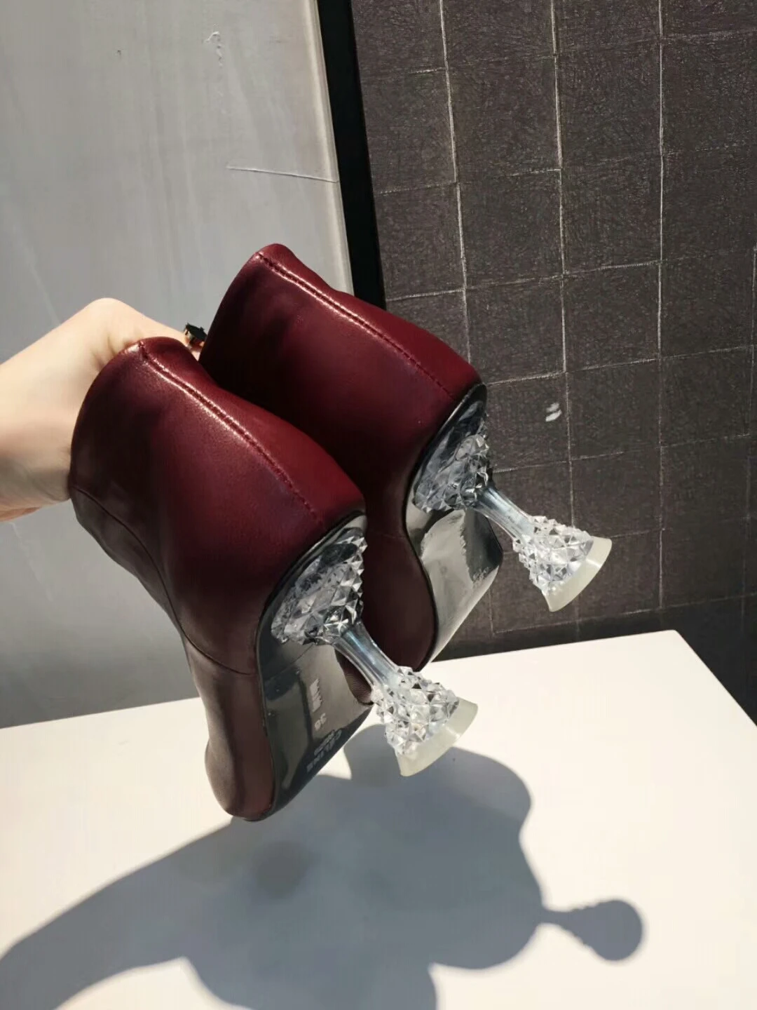 square heel slip on boots
