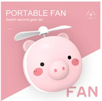 

Fashion usb selfie light Makeup Mirror Pocket Cartoon Pig Fan Portable Handheld Mini Fan