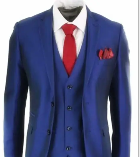 

Customized high quality men's western body fit wedding wedding best man 3 jacket vest pants, Blue as picture