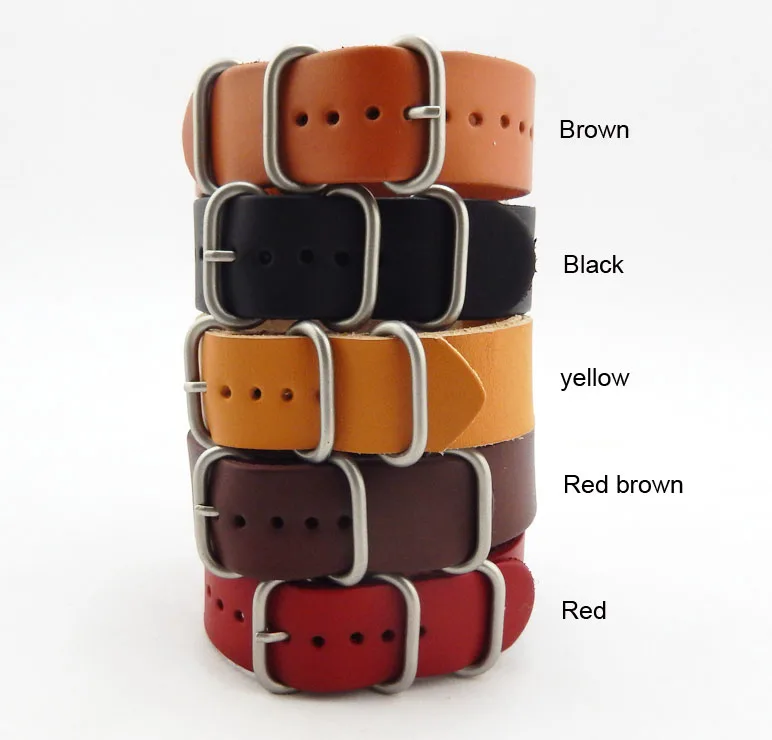

high quality mix color and size vintage genuine leather zulu strap with blasted buckle, N/a