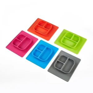 Image of Wholesale High Quality Custom Colorful Kid Rubber Feeding Bowl Plates Square Silicone Baby Placemat