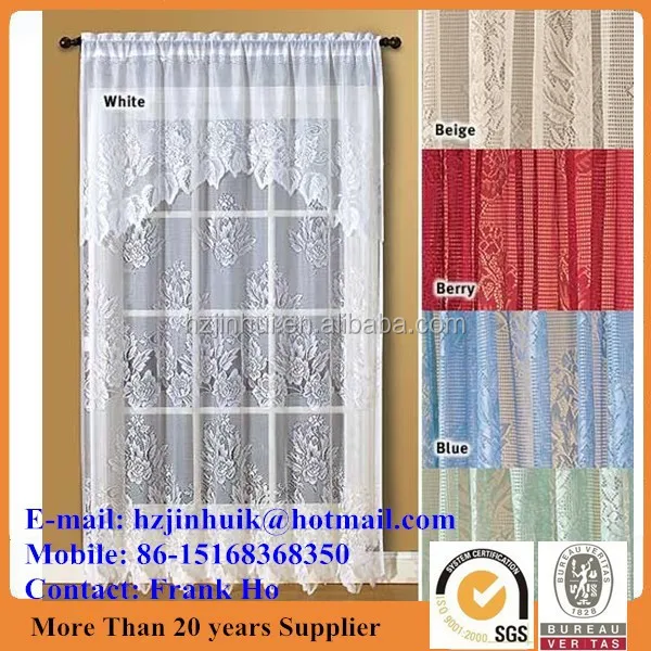 White Rose Beauty Lace Curtain Drapery Valance Pattern Fabric