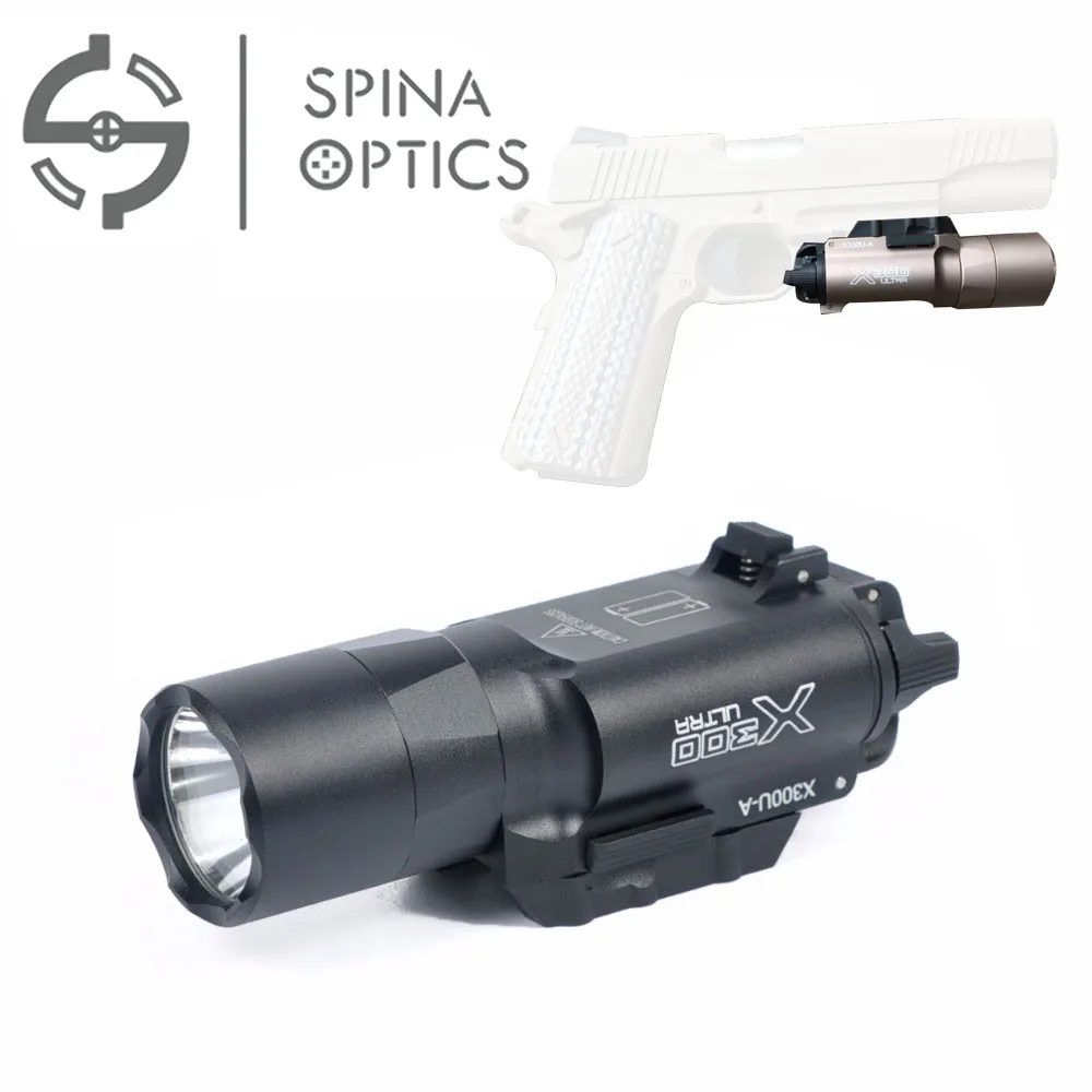 

SPINA SF 500 Lumens X300U X300 Ultra LED hunting flashlight weapon Pistol Light for rifle GLOCK 17 19 ar15, Black/tan