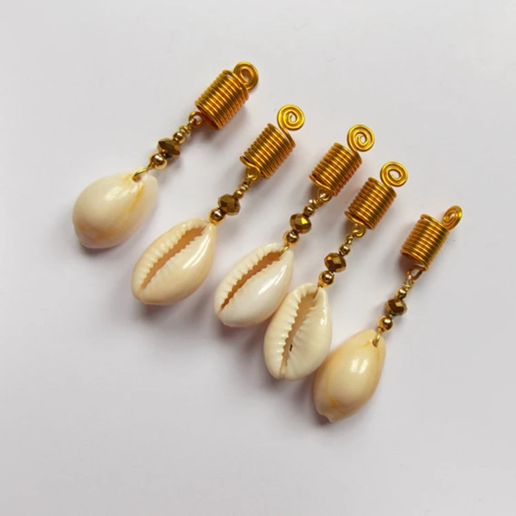 

Wholesale Cowry Sea Shell Dangle Hair Beads Jewelry for Braids, Cowry shell color